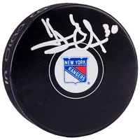 Rondelle de hockey avec logo d'équipe autographié par Henrik Lundqvist Rangers de New York