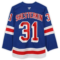 Maillot premium bleu Fanatics autographié par Igor Shesterkin des Rangers de New York