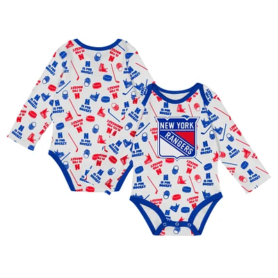 Infant White New York Rangers Quick Learner Long Sleeve Bodysuit