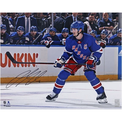 Jacob Trouba New York Rangers Autographed 16" x 20" Blue Jersey Skating Photograph
