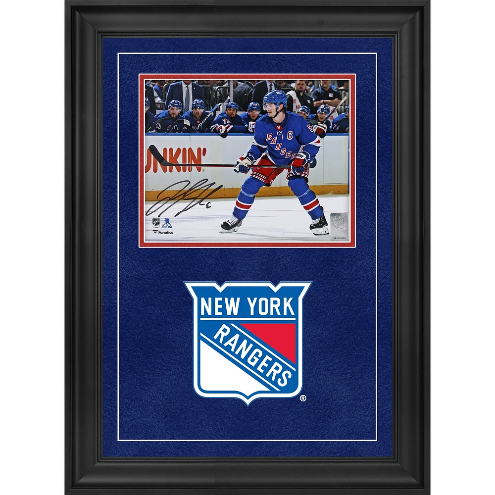 Jacob Trouba New York Rangers Autographed Deluxe Framed 8" x 10" Blue Jersey Skating Photograph