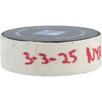 J.T. Miller New York Rangers Game-Used Goal Puck vs. New York Islanders on March 3, 2025