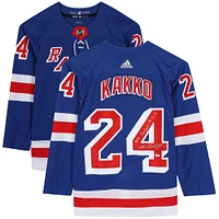 Kaapo Kakko New York Rangers Maillot authentique bleu Adidas autographié avec inscription « NHL Debut 10/3/19 »