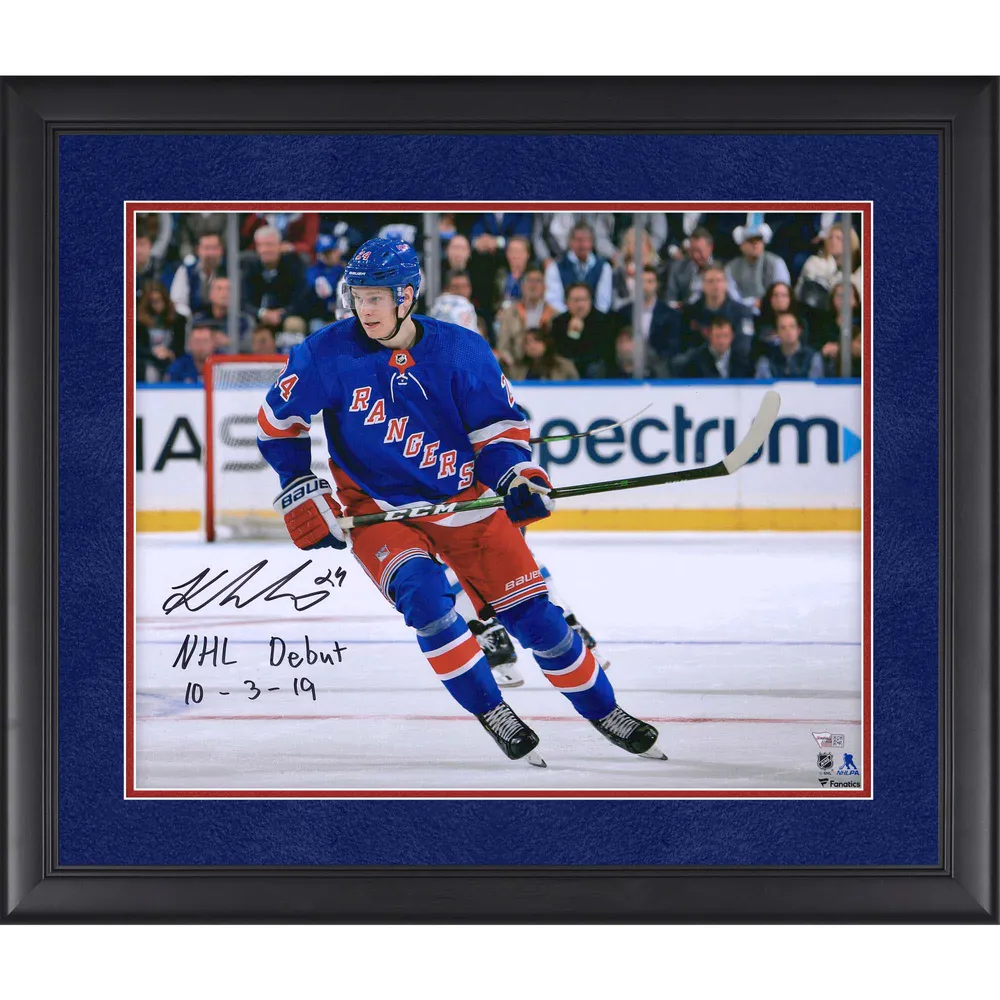 Framed Kaapo Kakko New York Rangers Autographed Blue Adidas Authentic Jersey  with NHL Debut 10/3/