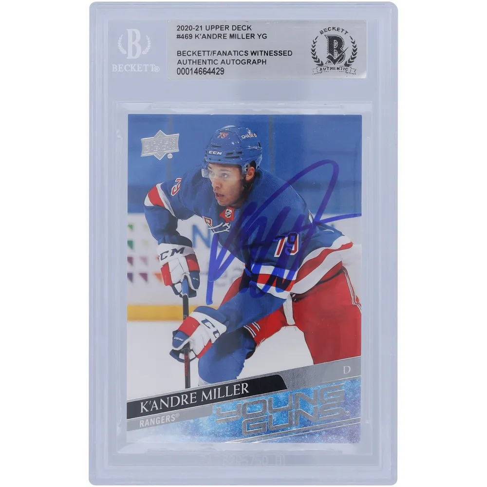 K'Andre Miller New York Rangers Autographed 2020-21 Upper Deck Young Guns  #469 Beckett Fanatics Witnessed Authenticated Rookie Card