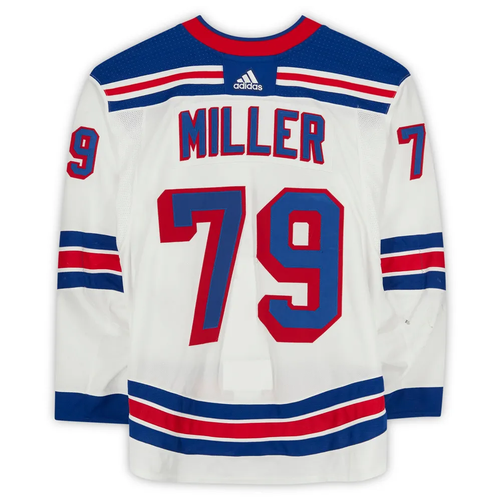 K'Andre Miller New York Rangers Game-Used #79 White Set 3 Jersey Worn  During Games Played Between April 9 and May 8 2021 - Size 58+