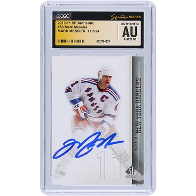 Mark Messier New York Rangers Autographed 2010-11 Upper Deck SP Authentic #58 CGC Fanatics Witnessed Authenticated Auto 10 Card