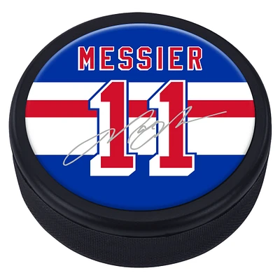 Rondelle de joueur souvenir des Rangers de New York de Mark Messier avec réplique de la signature