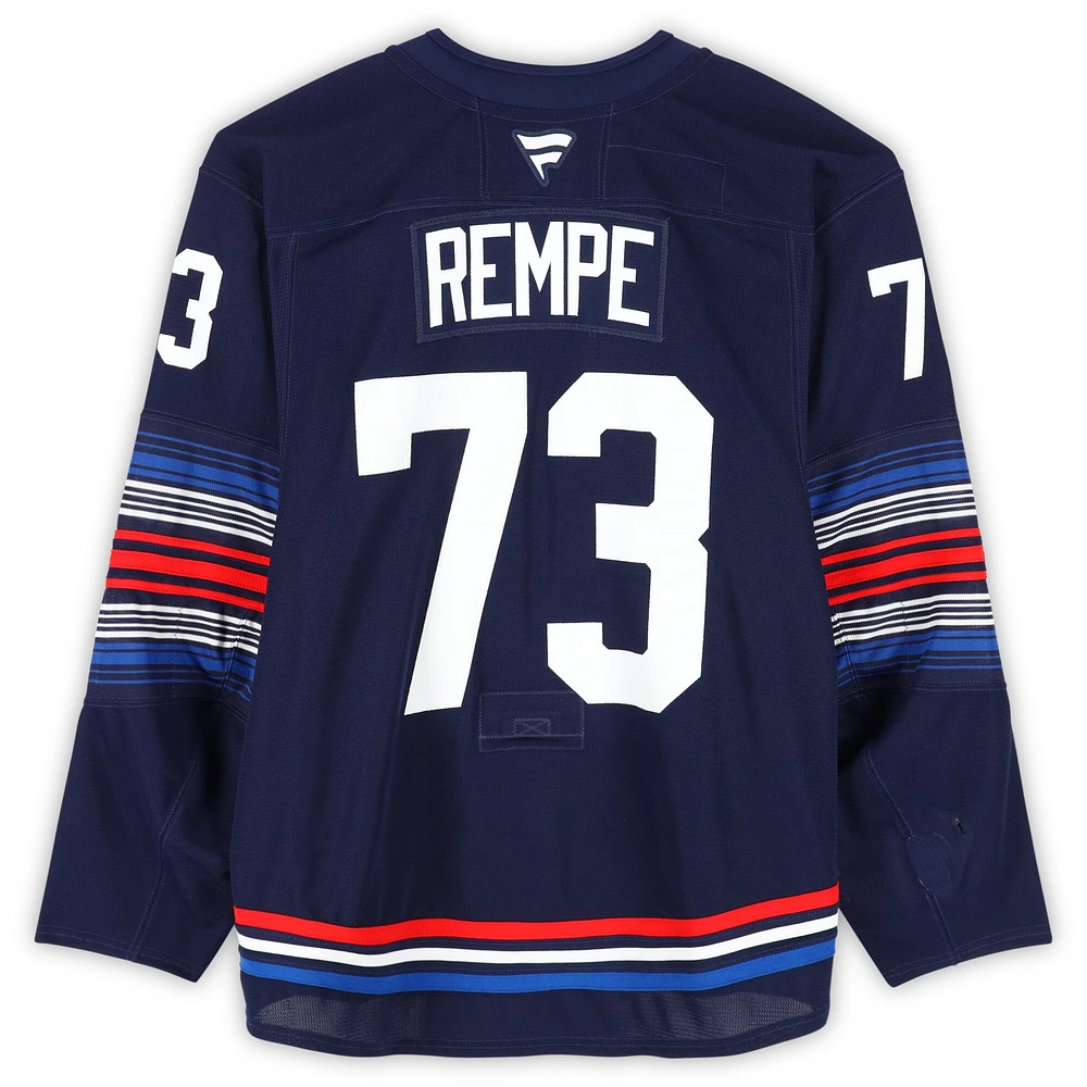 Matt Rempe New York Rangers Game-Used #73 Navy Alternate Set 1 Jersey from the 2024-25 NHL Season