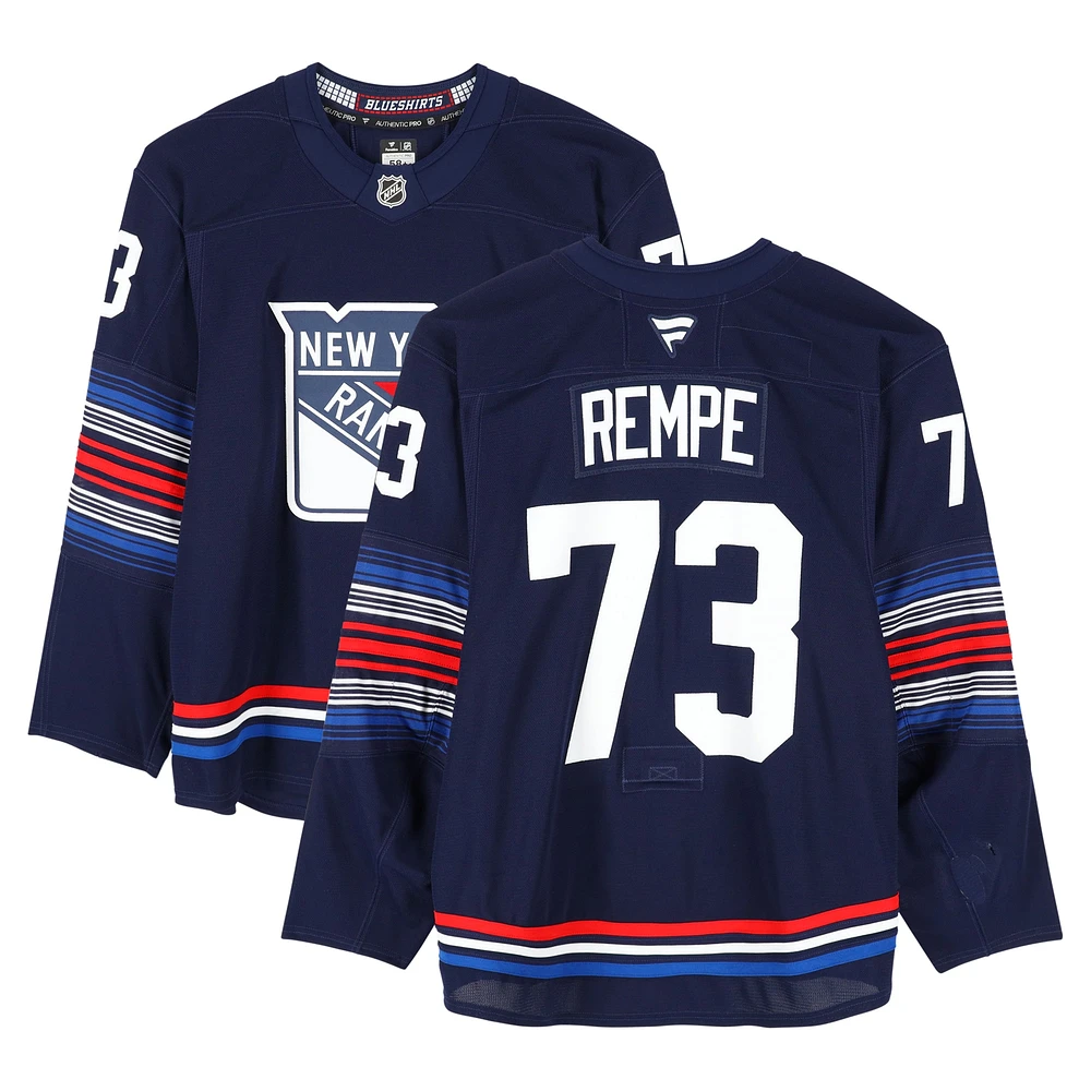 Matt Rempe New York Rangers Game-Used #73 Navy Alternate Set 1 Jersey from the 2024-25 NHL Season