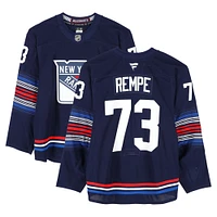 Matt Rempe New York Rangers Game-Used #73 Navy Alternate Set 1 Jersey from the 2024-25 NHL Season