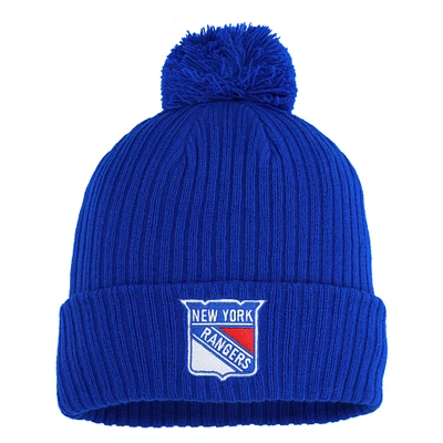 Men's Fanatics  Blue New York Rangers Cuffed Knit Hat with Pom