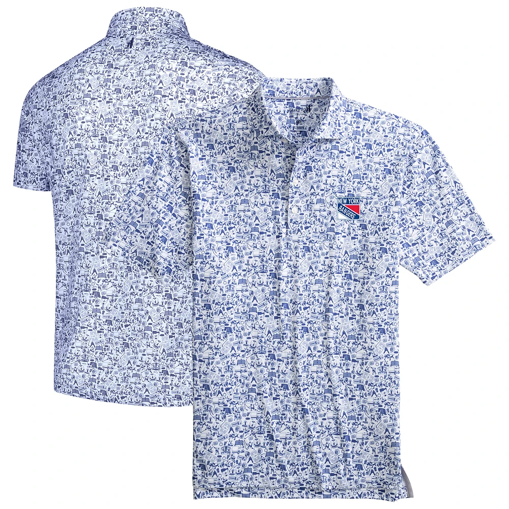 Polo johnnie-O pour hommes, bleu/blanc, New York Rangers Slapshot