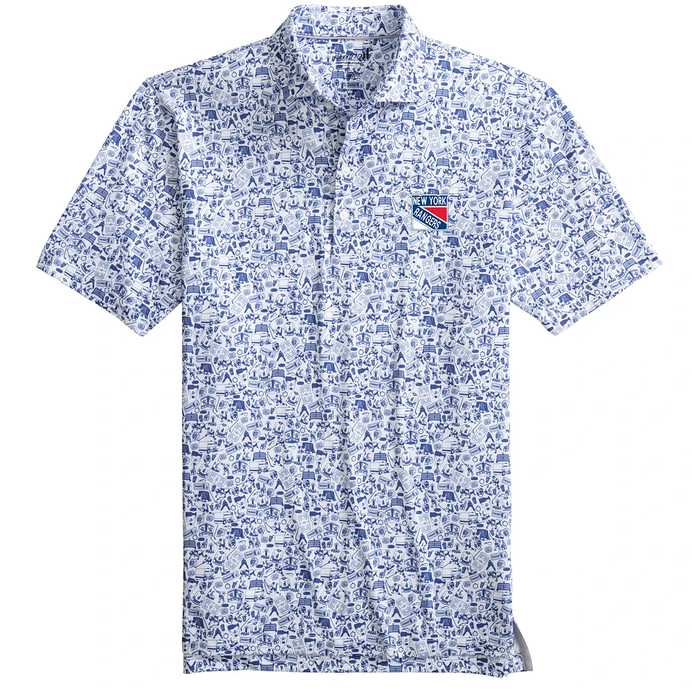 Polo johnnie-O pour hommes, bleu/blanc, New York Rangers Slapshot