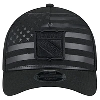 Men's New Era  Black New York Rangers Game Day Stealth Flag 9FORTY A-Frame Adjustable Hat