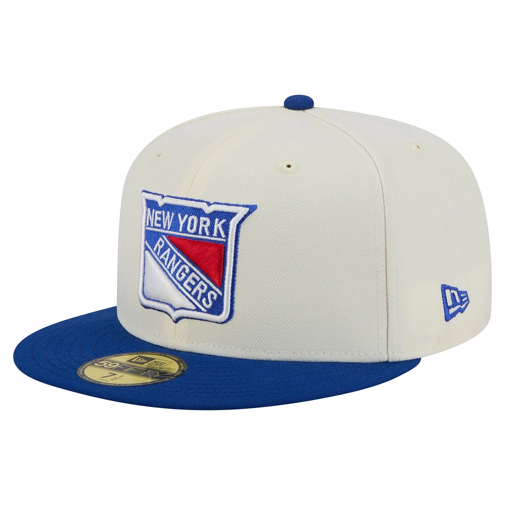 Men's New Era  White New York Rangers Chrome Two-Toned 59FIFTY Fitted Hat