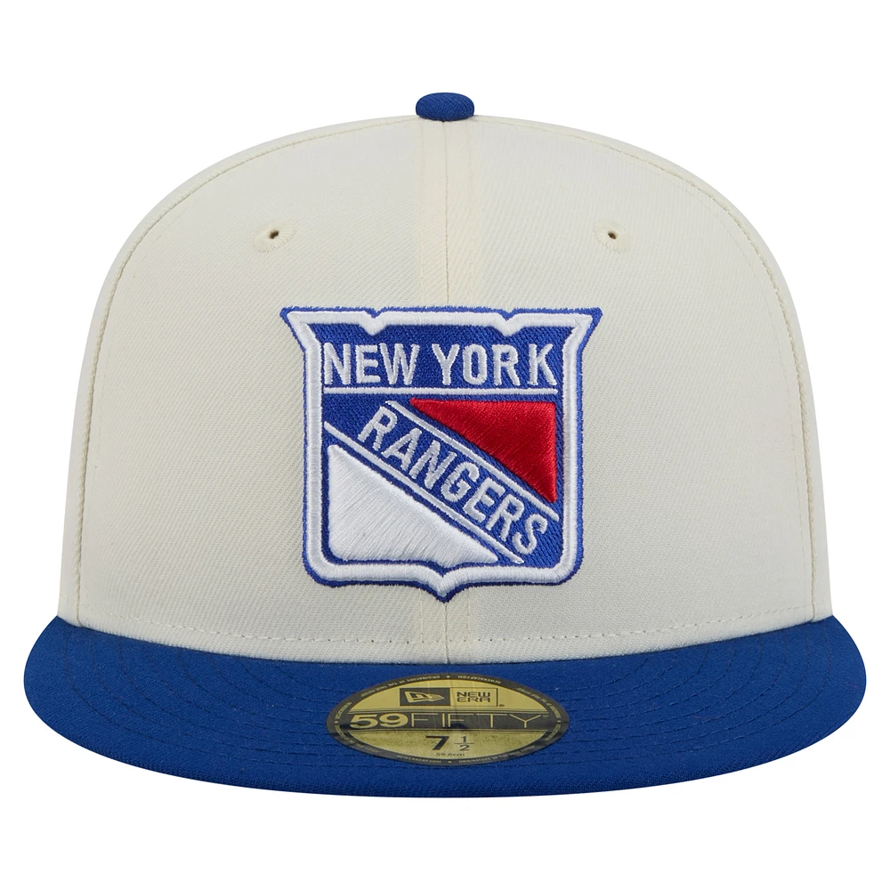 Men's New Era  White New York Rangers Chrome Two-Toned 59FIFTY Fitted Hat