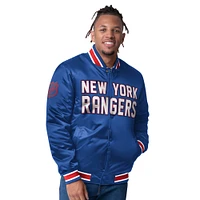 Men's Starter Blue/Red New York Rangers Closer Varsity Reversible Full Snap Jacket