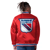 Men's Starter Blue/Red New York Rangers Closer Varsity Reversible Full Snap Jacket