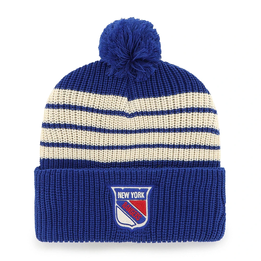 Bonnet tricoté à revers avec pompon pour homme, modèle Old Time Hockey Barn, bleu New York Rangers '47