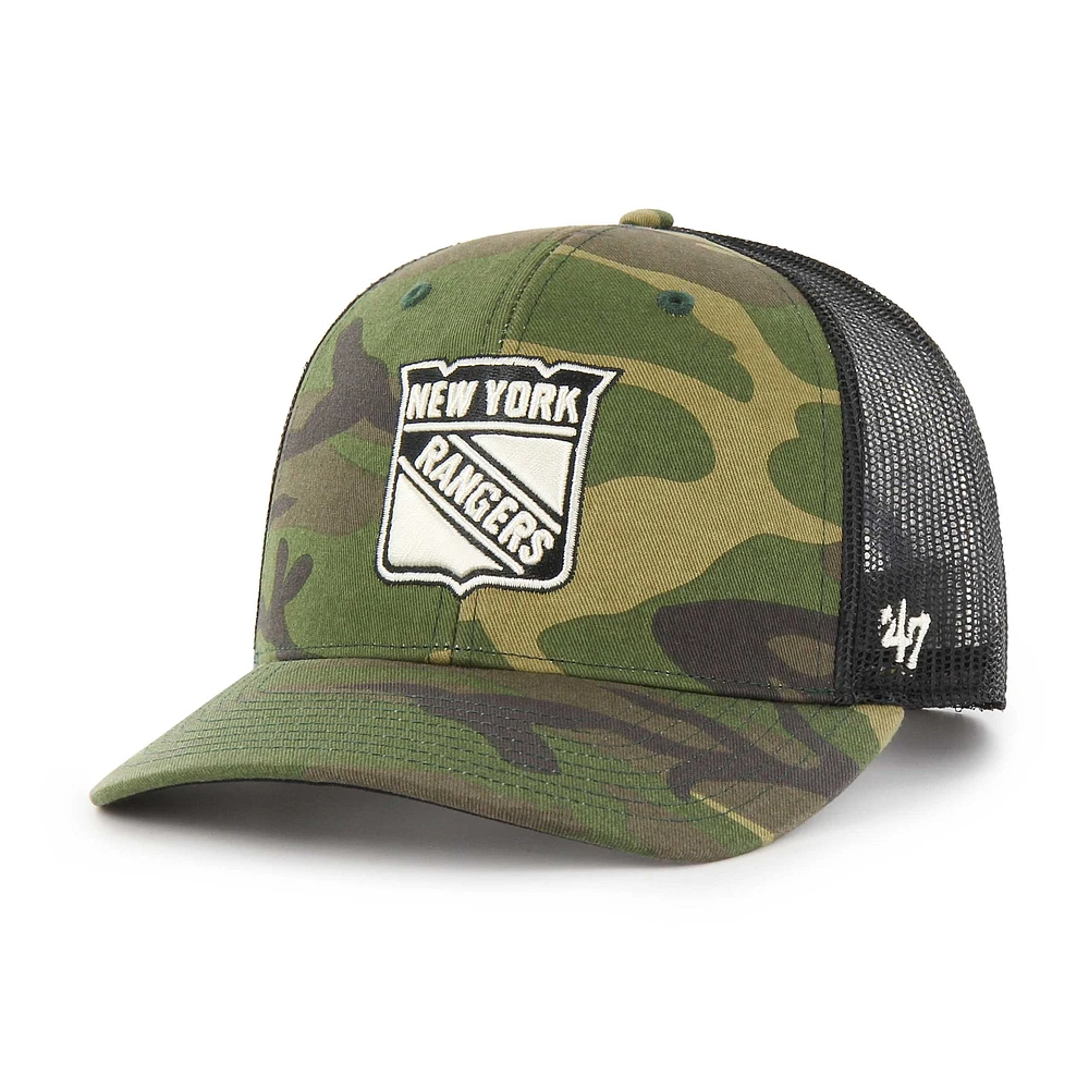 Casquette Snapback '47 Camo/Black New York Rangers Trucker pour homme