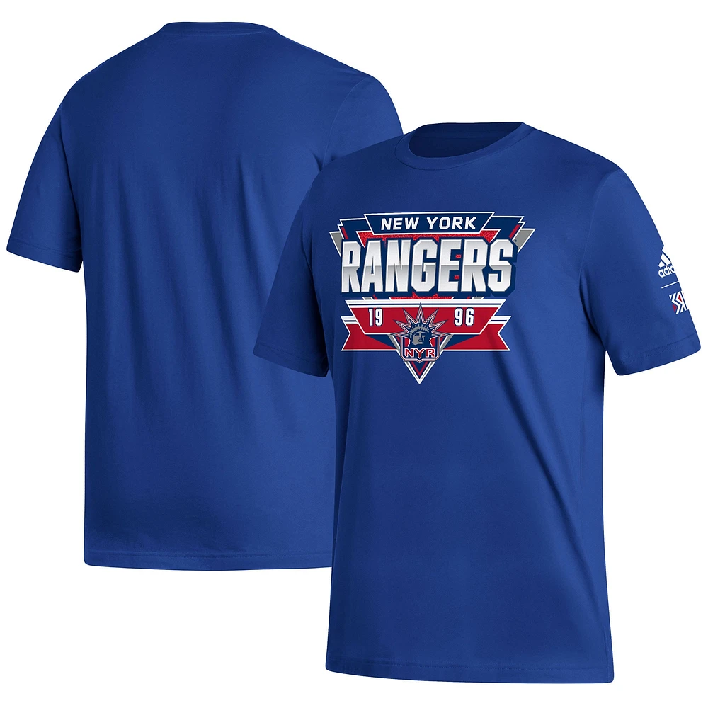 T-shirt adidas Royal New York Rangers Reverse Retro 2.0 Fresh Playmaker pour homme