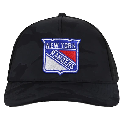 Casquette ajustable ventilée Super Tech à motif camouflage Valin des New York Rangers pour homme de American Needle Black