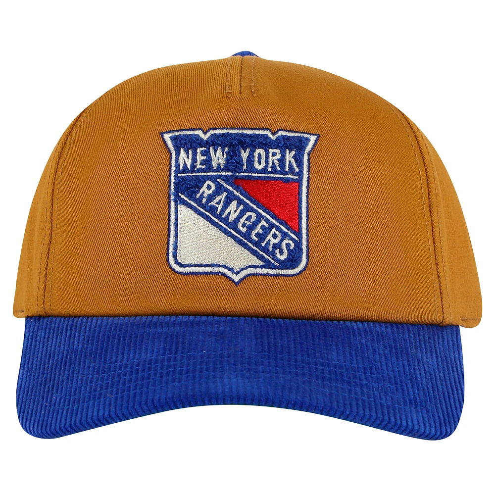 Casquette ajustable Burnett pour homme American Needle Tan/Blue des New York Rangers