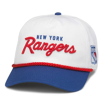 Casquette réglable en sergé délavé Roscoe des New York Rangers American Needle pour hommes, blanc/bleu