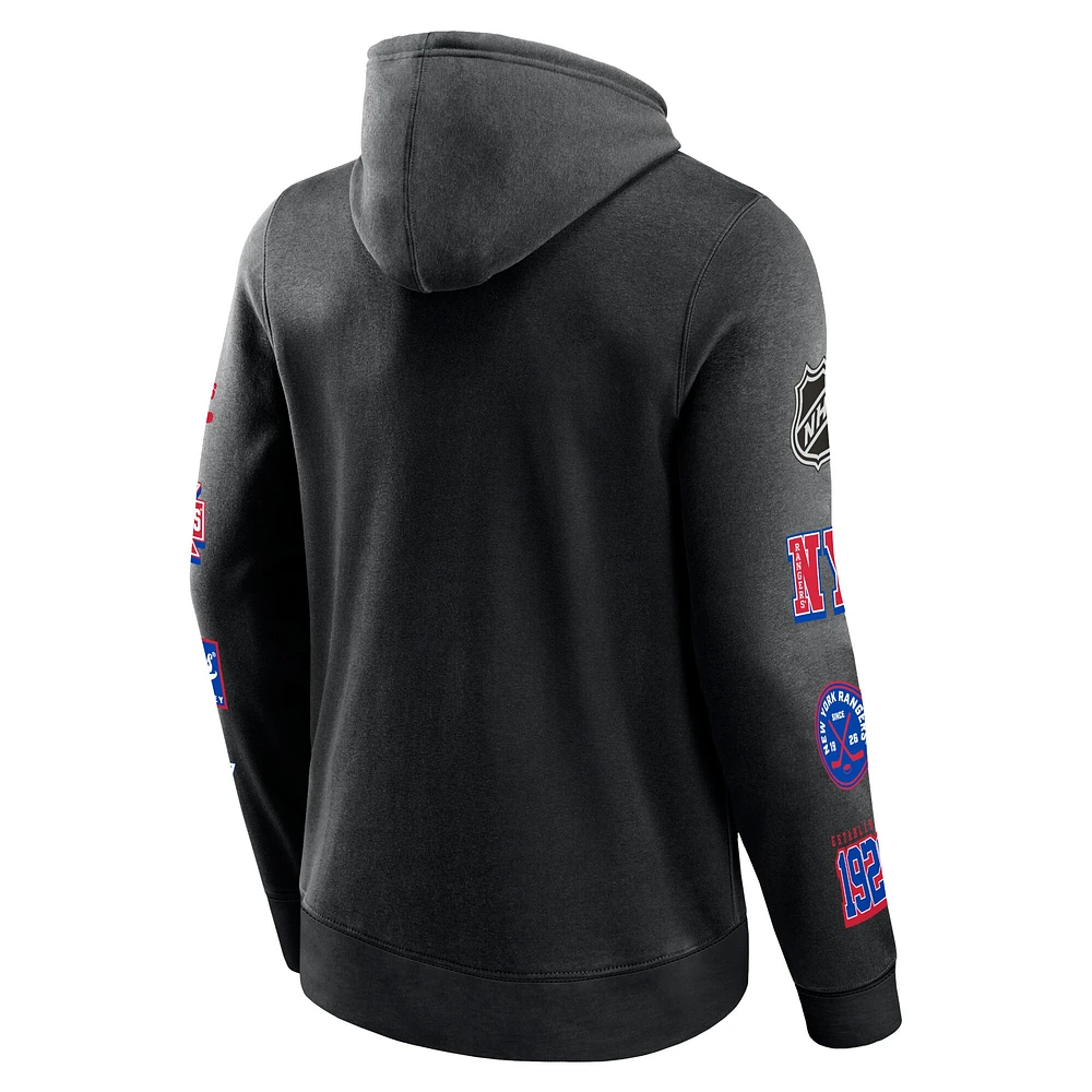 Sweat à capuche en polaire noir pour homme New York Rangers Wild Winner