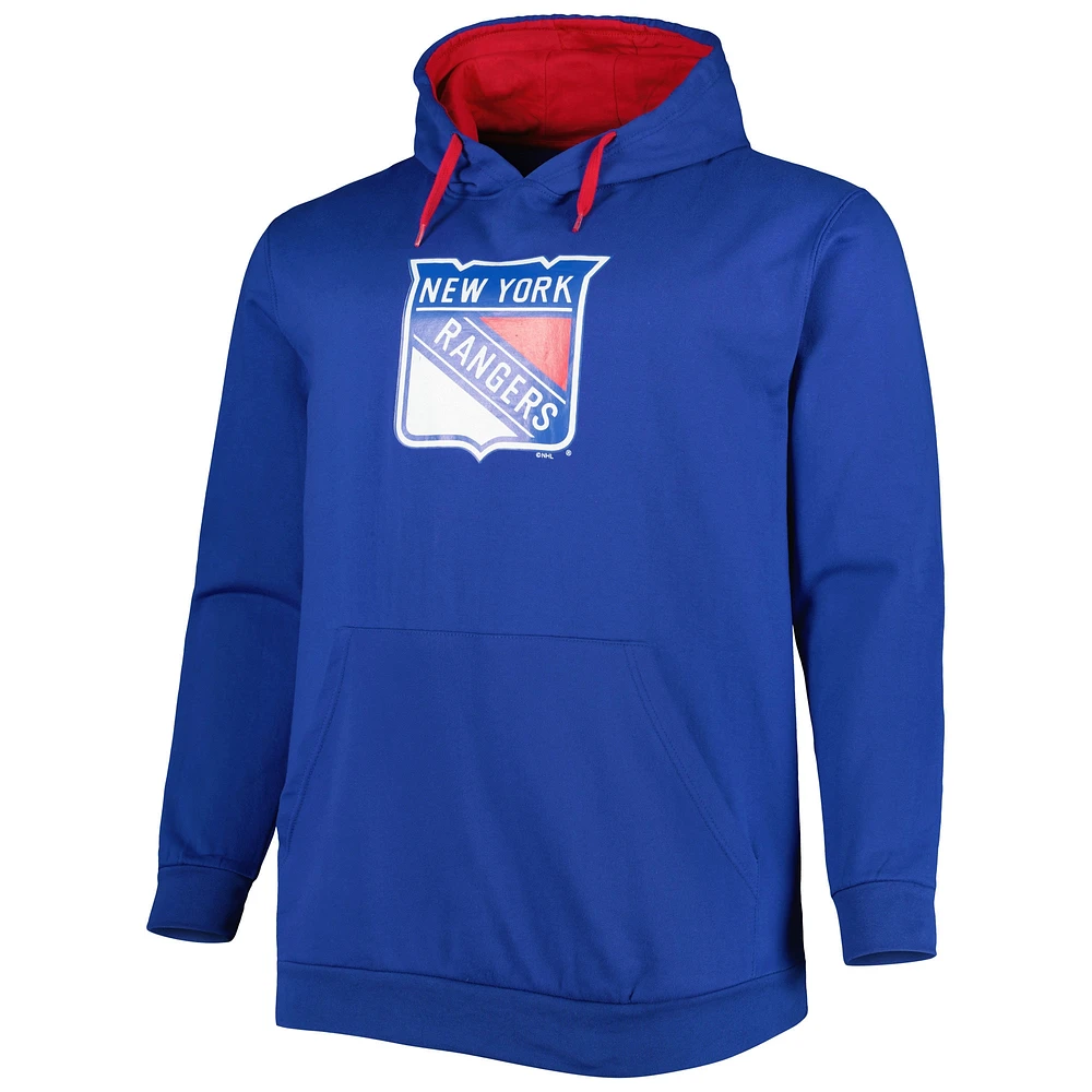 Men's Blue New York Rangers Big & Tall Fleece Pullover Hoodie