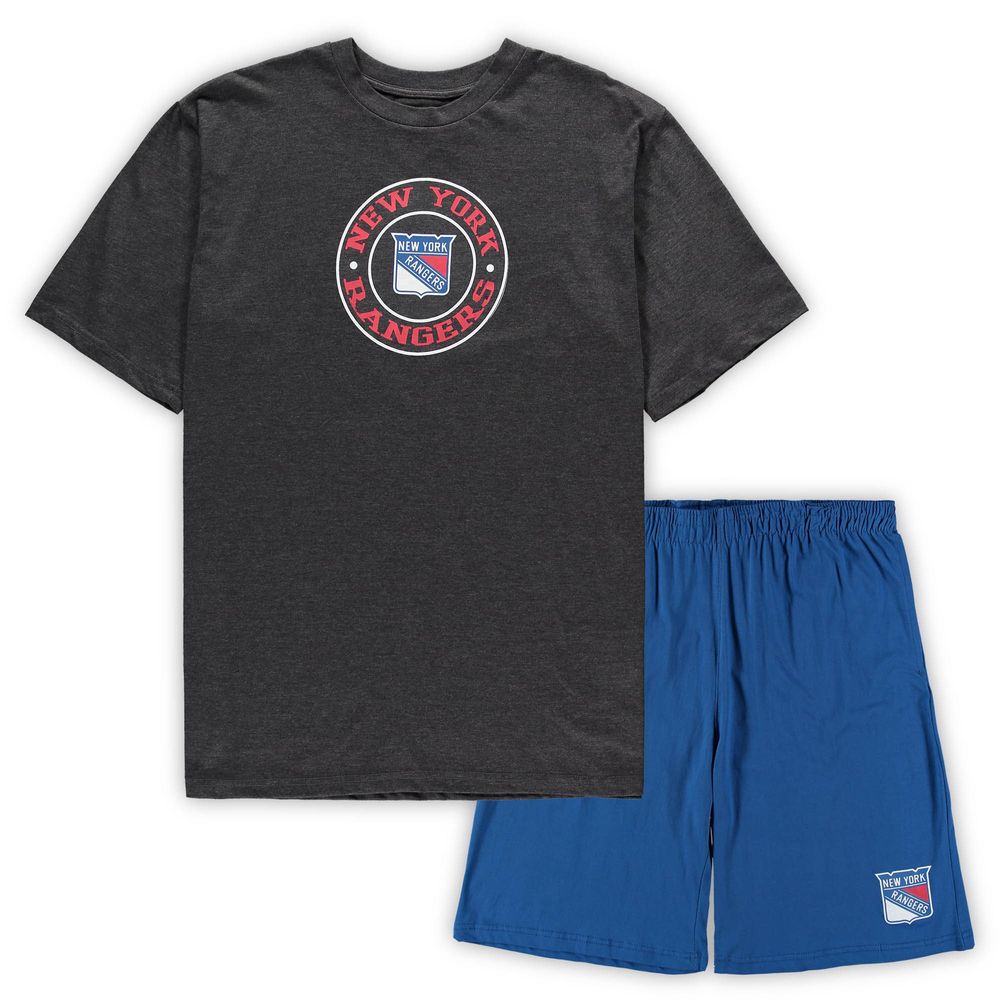 Men's Concepts Sport Blue/Heathered Charcoal New York Rangers Big & Tall T-Shirt Shorts Sleep Set