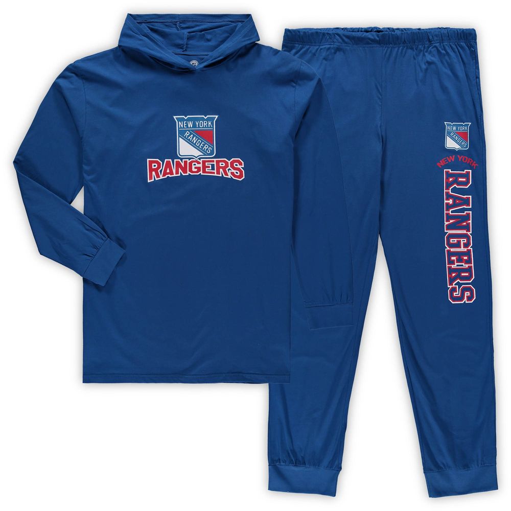 Men's Concepts Sport Blue New York Rangers Big & Tall Pullover Hoodie Joggers Sleep Set