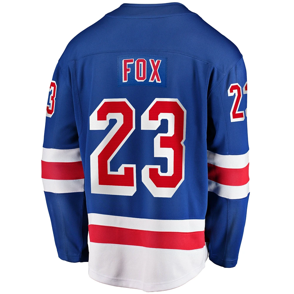 Maillot réplique à domicile Breakaway bleu des Rangers de New York pour hommes Fanatics Adam Fox