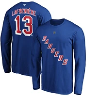 Men's Fanatics Alexis Lafrenière Blue New York Rangers Authentic Stack Name & Number Long Sleeve T-Shirt