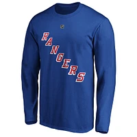 T-shirt à manches longues bleu Fanatics Alexis Lafrenière des Rangers de New York Authentic Stack Name & Number