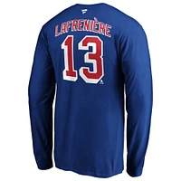 T-shirt à manches longues bleu Fanatics Alexis Lafrenière des Rangers de New York Authentic Stack Name & Number