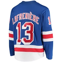 Maillot de joueur échappé Premier Breakaway des Rangers New York Fanatics Alexis Lafrenière bleu pour hommes