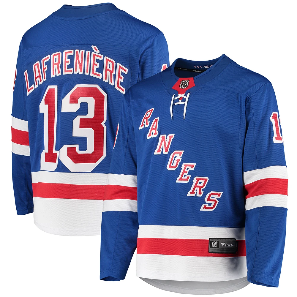 Men's Fanatics Alexis Lafrenière Blue New York Rangers Premier Breakaway Player Jersey