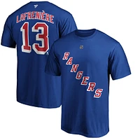 Fanatiques pour hommes de marque Alexis Lafreniere bleu New York Rangers Logo nom et numéro authentiques la pile - T-shirt