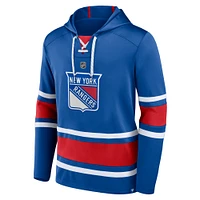 Chandail à capuchon lacets avec nom et numéro des Fanatics Artemi Panarin Royal New York Rangers pour hommes