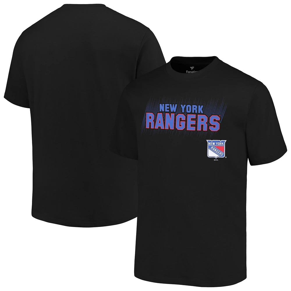 T-shirt noir avec le mot-symbole Fanatics pour hommes des New York Rangers Big & Tall