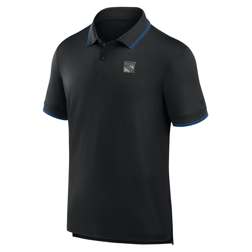 Men's Fanatics Black New York Rangers Front Office Move Mono Polo