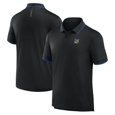 Men's Fanatics Black New York Rangers Front Office Move Mono Polo