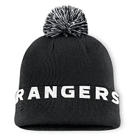 Bonnet en tricot à revers avec pompon Fundamental New York Rangers noir Fanatics pour homme