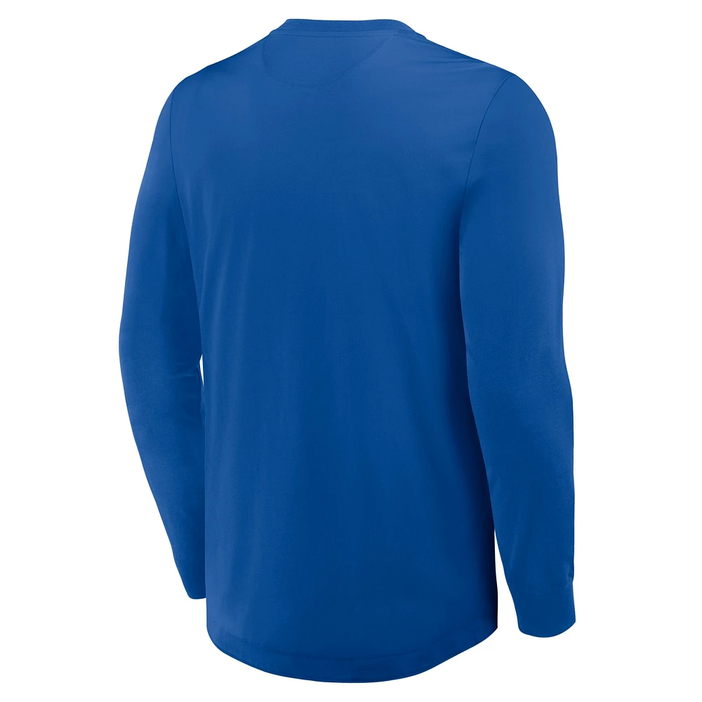T-shirt Henley à manches longues Adrenaline Push bleu New York Rangers Fanatics pour homme