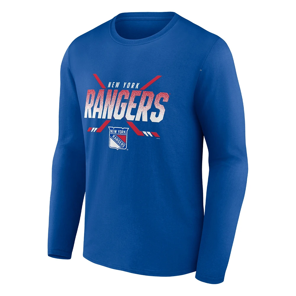 T-shirt bleu à manches longues Covert des New York Rangers Fanatics pour hommes
