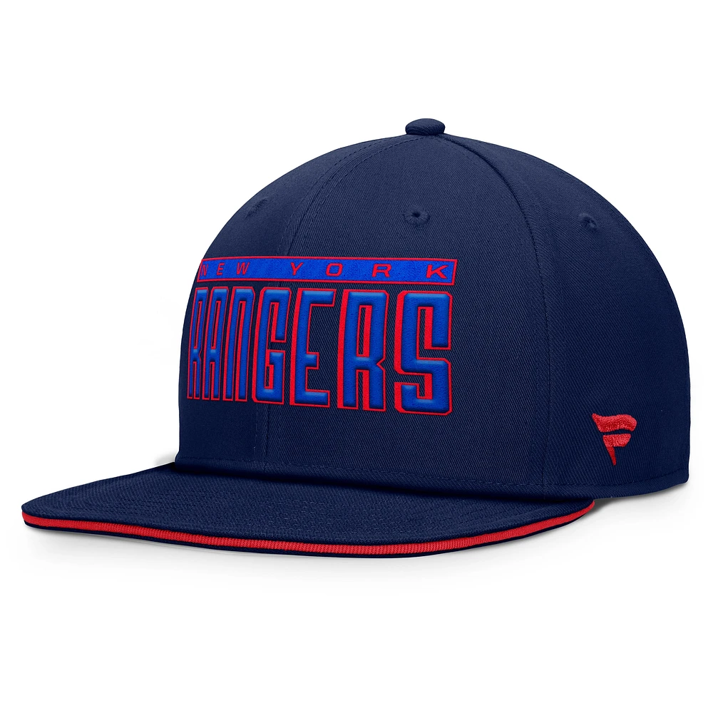 Men's Fanatics Blue New York Rangers Fundamental Gino Stack Snapback Hat