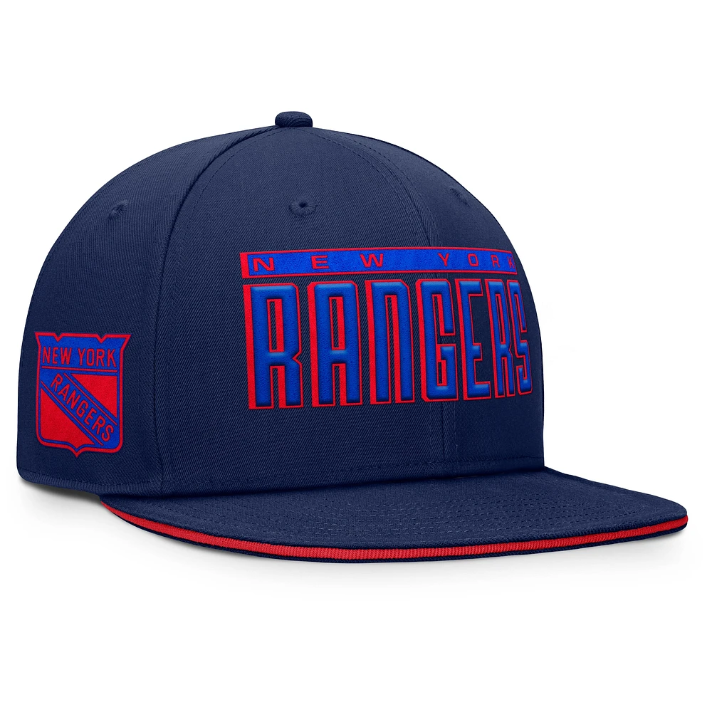 Men's Fanatics Blue New York Rangers Fundamental Gino Stack Snapback Hat