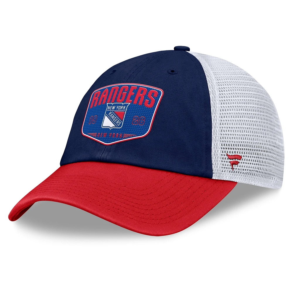 Men's Fanatics Blue New York Rangers Fundamental One-Time Trucker Adjustable Hat